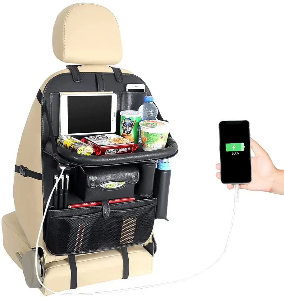 
Factory Car Backseat Organizer w/Tablet Holder and 4 USB Charging Ports Car Seat Organizer 