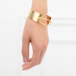 Copper wide band unique door lock link 18k pure saudi gold bangles bracelet for women jewelry