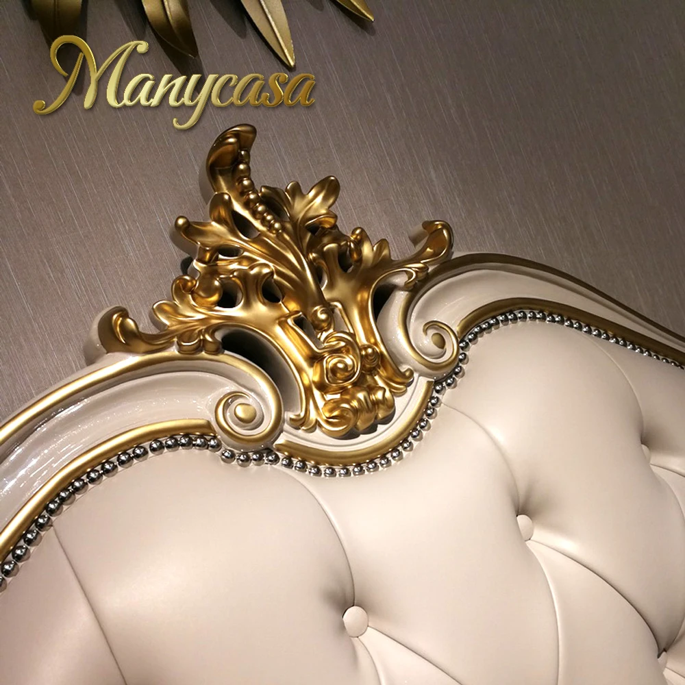 OEM/ODM Bedroom Furniture King Size  Wooden Frame Oak Solid Wooden Leather Bed