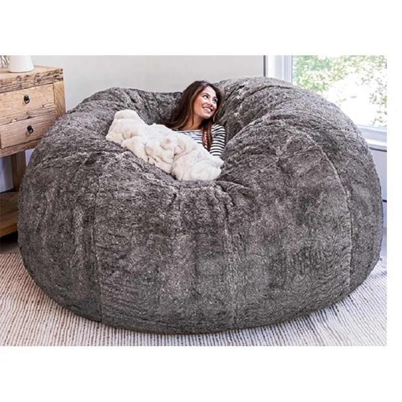 (NO Fillling) Dropshipping Giant 7FT Shredded Foam Home Furniture Bean Bag Big Sofa Chair Soft Fur Cover Sack Bean Bag