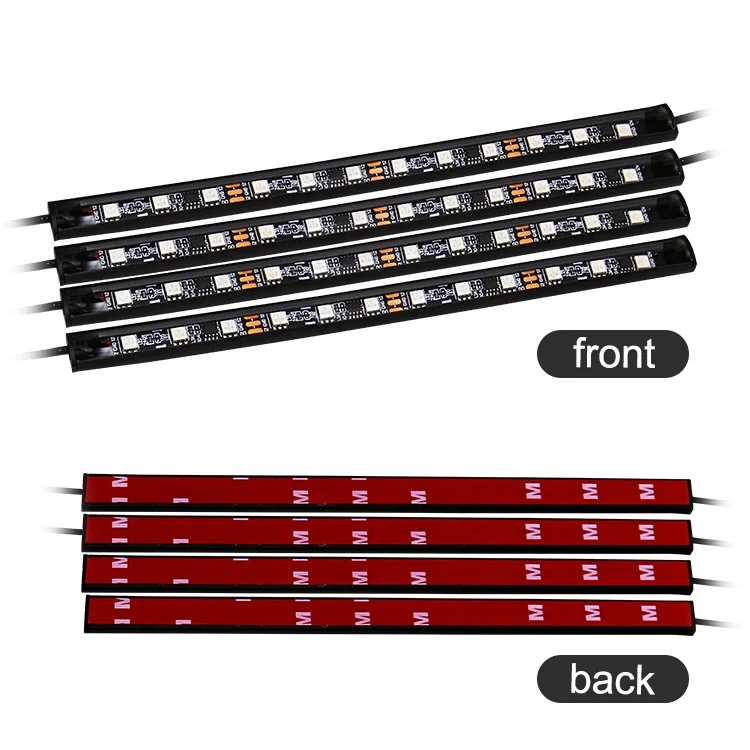 High Quality B T Auto 4pcs Car Interior Atmosphere Light App Music Control  RGB  48 LED Decoration Strip Lamp