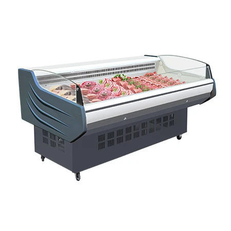 
 2,5 м коммерческого использования супермаркет холодильного прибор холодильных установок с занавеской одной температуры свежего мяса морозильный аппарат для глубокого замораживания  