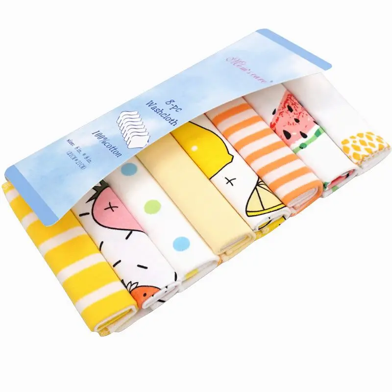 Newborn 8pcs 100% cotton saliva towel cute bibs child hand towel