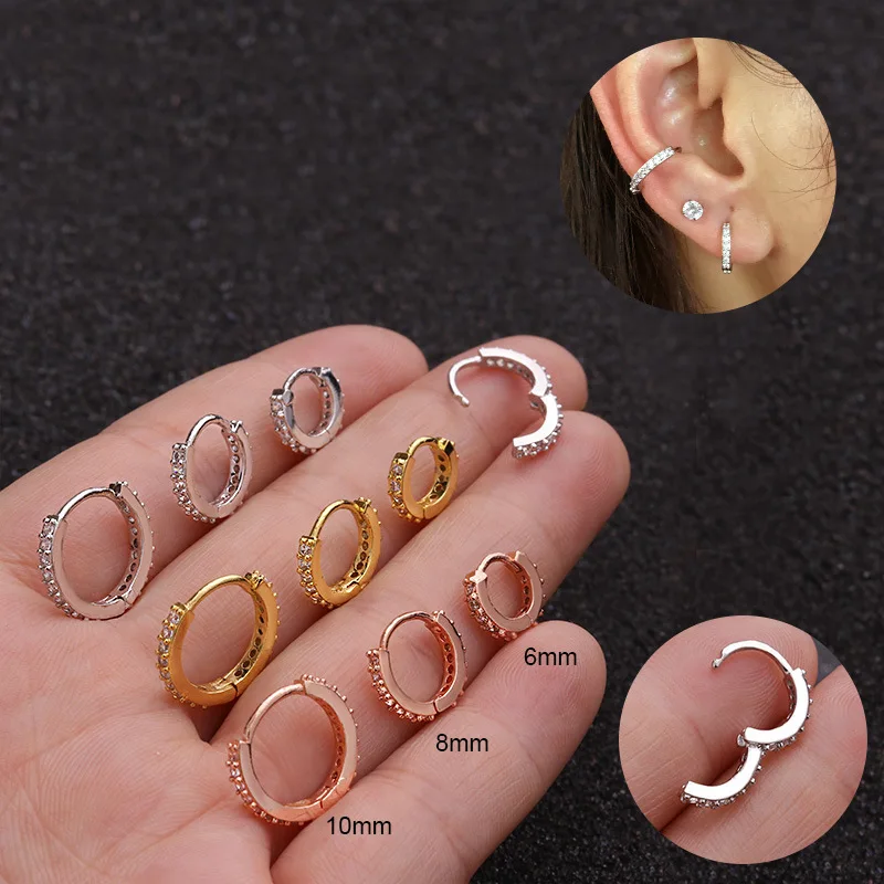 New Stainless Steel 1Pc Long Cz Cartilage Earring Earlobe Screw Back Stud Ear Piercing Jewelry Cartilage Helix Tragus Earrings