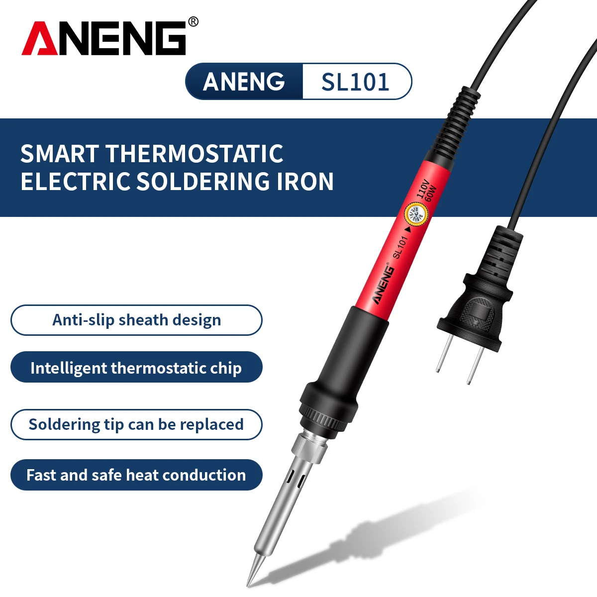 ANENG SL101 Pro Electric Soldering Iron US/EU Plug Adjustable Temperature  Digital Display Welding Tool Portable Electrocautery