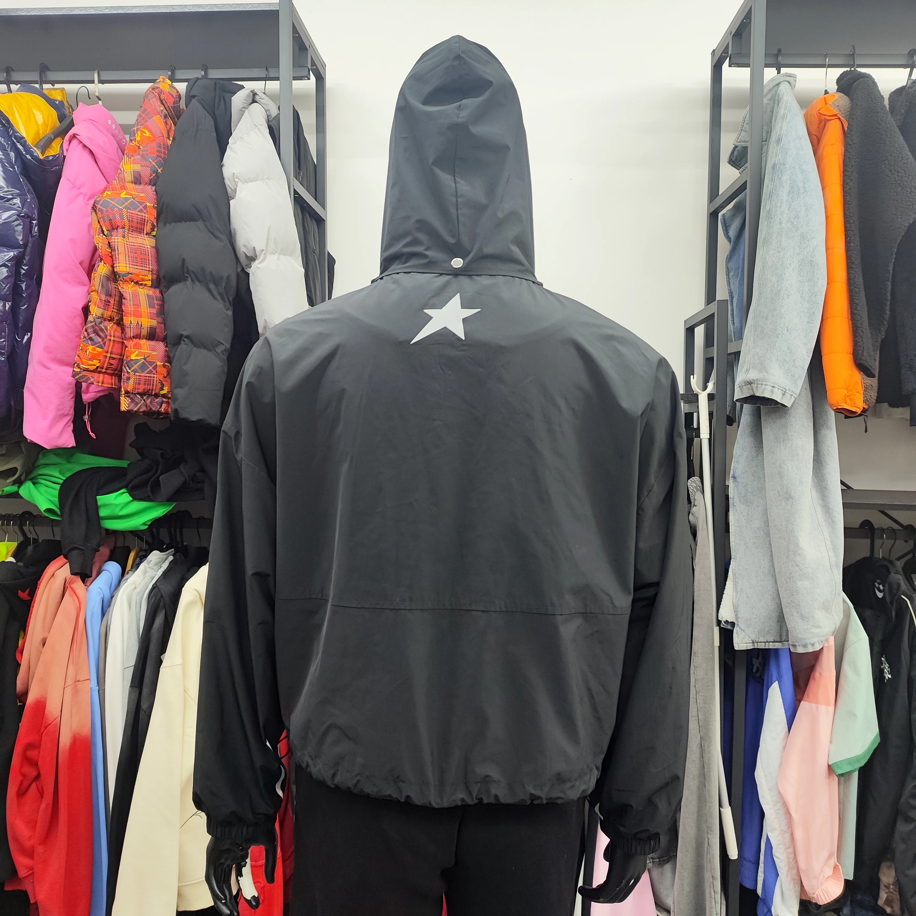 YSJY OEM ODM Streetwear Nylon Polyester Windbreaker Sporttswear Zipper Hoodie For Men