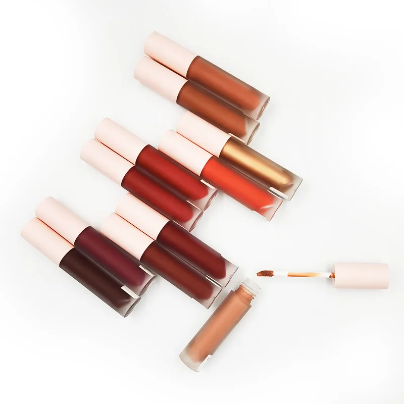 OEM Private Label Matte Waterproof  Nude Lipstick Customized  Non-Stick Non-Fading Velvet Lip Gloss Moisturizing Lip Glaze