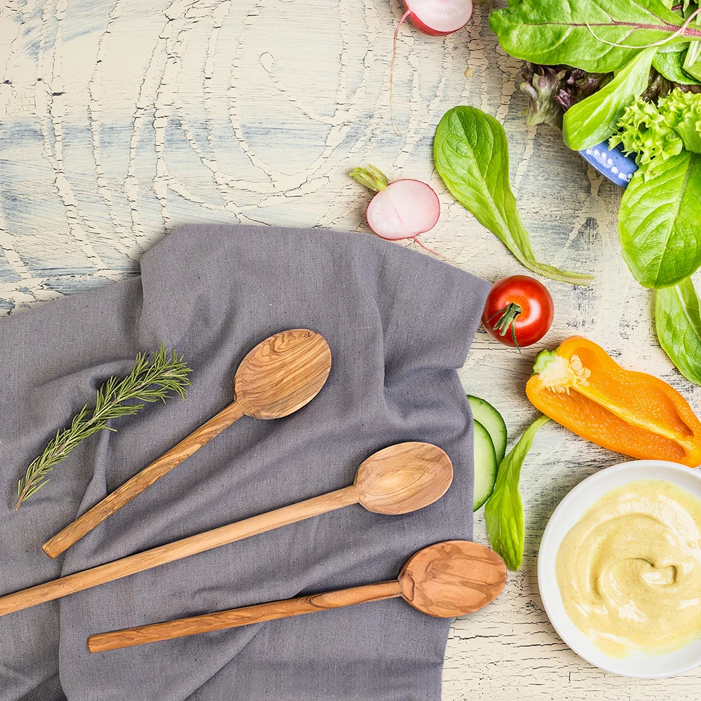 Coffee Tea Milkshake Kitchen Stirring Stirrer Mixing Honey Spoon Chef Tasting Spoons 100% Natural Olive Wood Long Handle Spoons