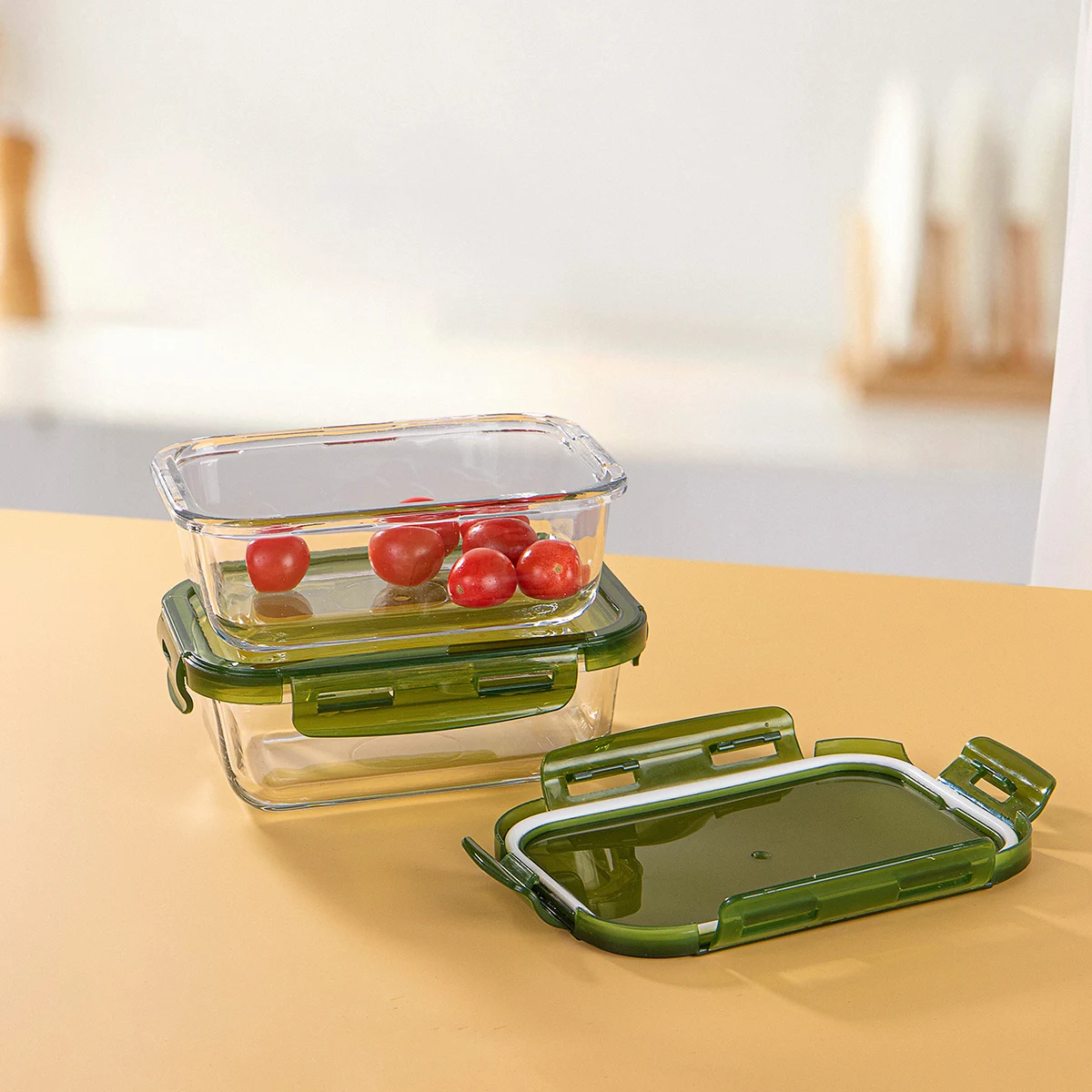 Glass Container Set High Borosilicate Glass Storage Lunch Box Kitchen Storage Airtight Glass Food Container