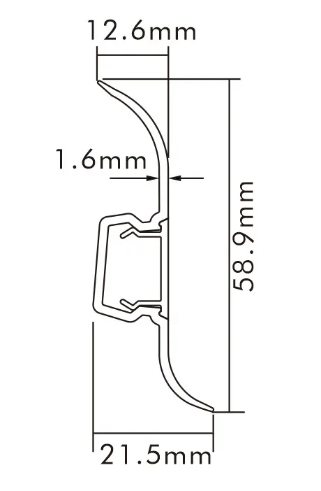 P60-K, RAITTO Plastic PVC skirting board Baseboard Moulding