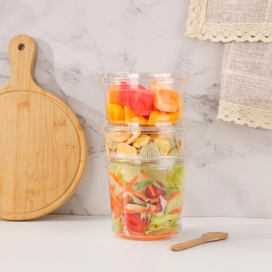 Large 120mm Neck Clear Plastic Buckets with Lids Eco-friendly 24 oz Plastic Cups with Lids