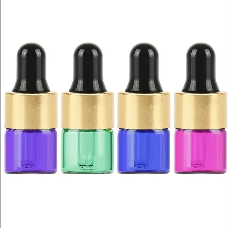 1ml 2ml 3ml 5ml blue purple rose red glass dropper bottle with black dropper essential oil perfume bottle