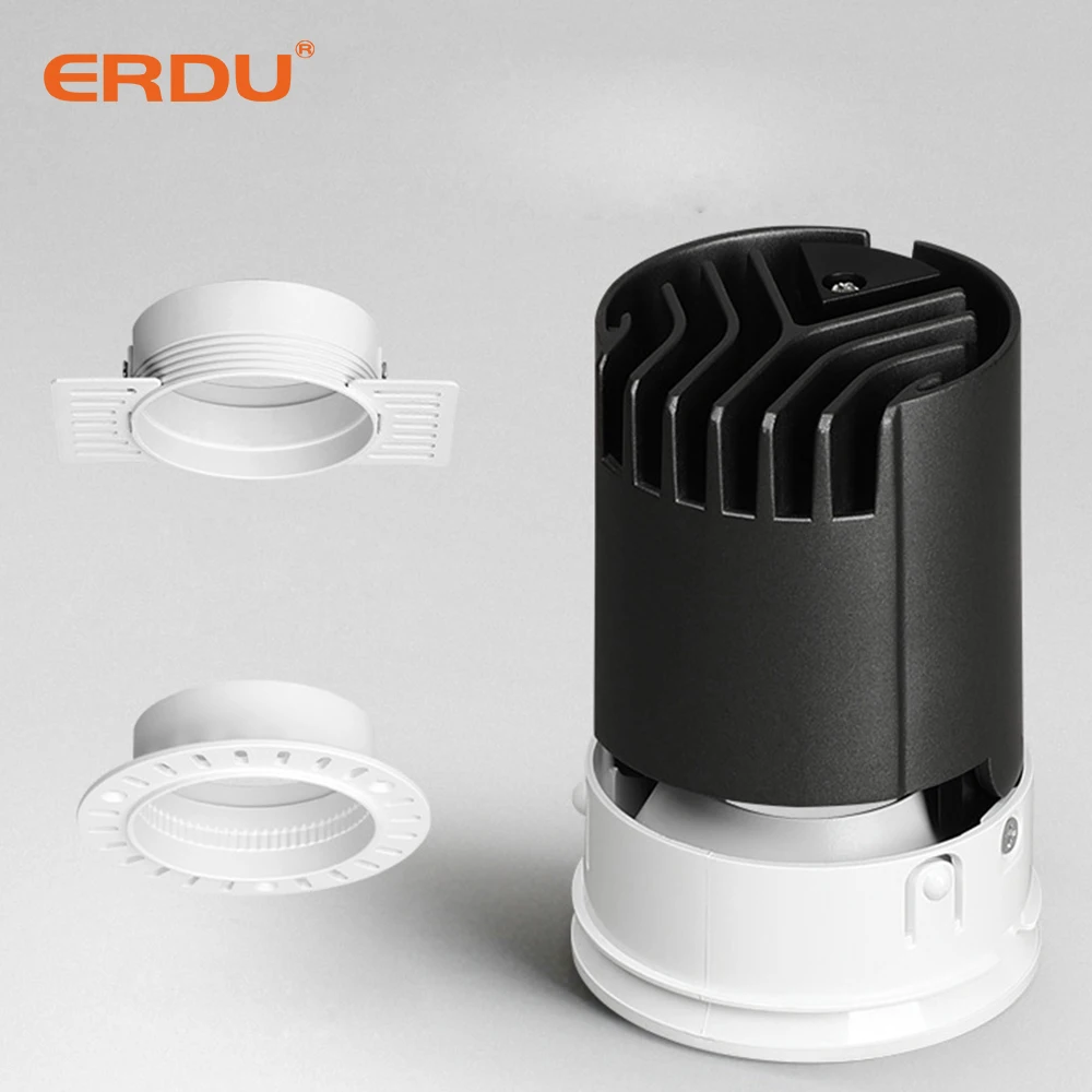 ERDU 9w 12w 15w 20w 30w Led Light Source Downlight Spotlight Dramless Cob Square Downlight Downlight