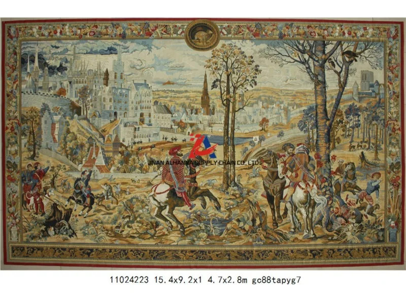 Brand new Large Rare Antique French Aubusson Style Wall Tapestry 126 x 89 cm with CE certificate