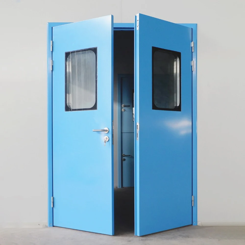 Professional Supplier Single Leaf Multipurpose Clean Room Fire Safety Exit Clean Steel Door With View Window