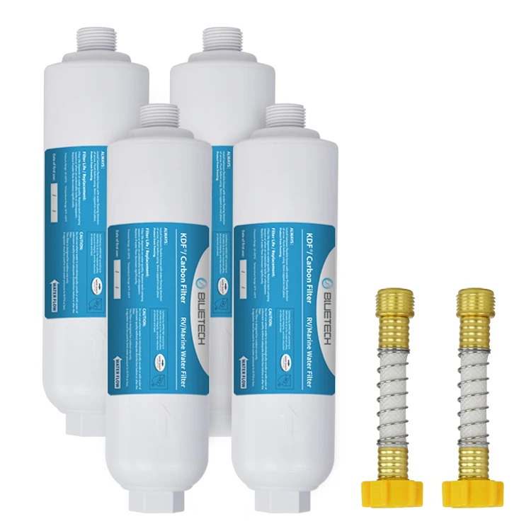 Caravan Water Filters In Line Inline Portable Carbon Filters + 2x Hose Connector