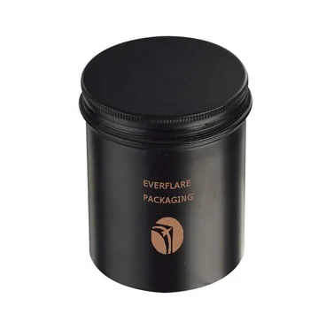 Custom eco-friendly matte luxury black candle round aluminum container tins bottle can with lids and gold logo