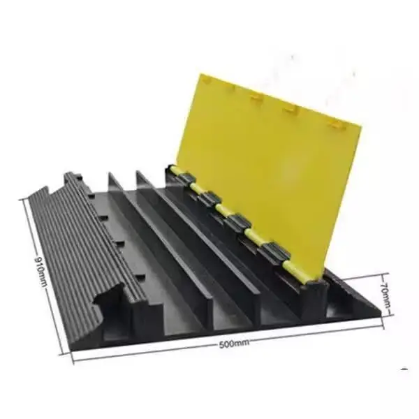 New Style Rubber Floor Cable Cover 3 Channel Black and Yellow Cable Protector Ramp Straight Cable Covers Hump