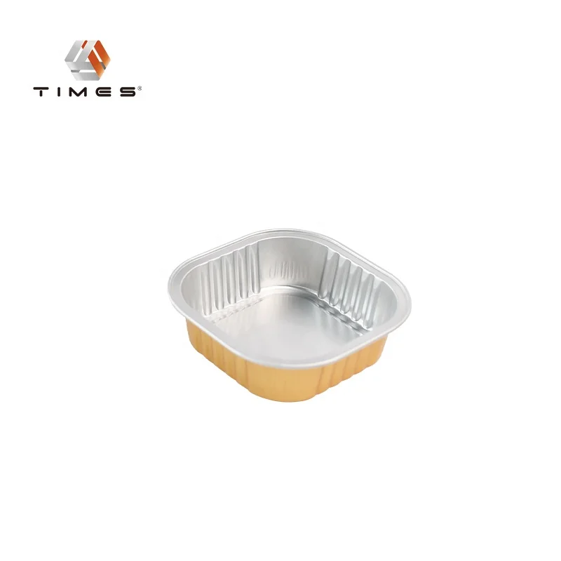 With Lid Food Container Baking Cup Aluminum Foil 120ml Recyclable Customized PET Ningbo OEM Square Aluminum Tray Aluminum Plate