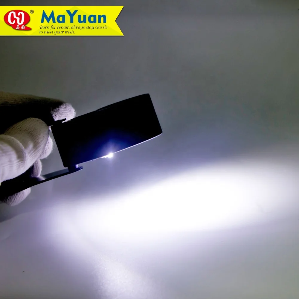Pocket Size 40X25mm Folding illuminating LED Magnifier with UV Lamp