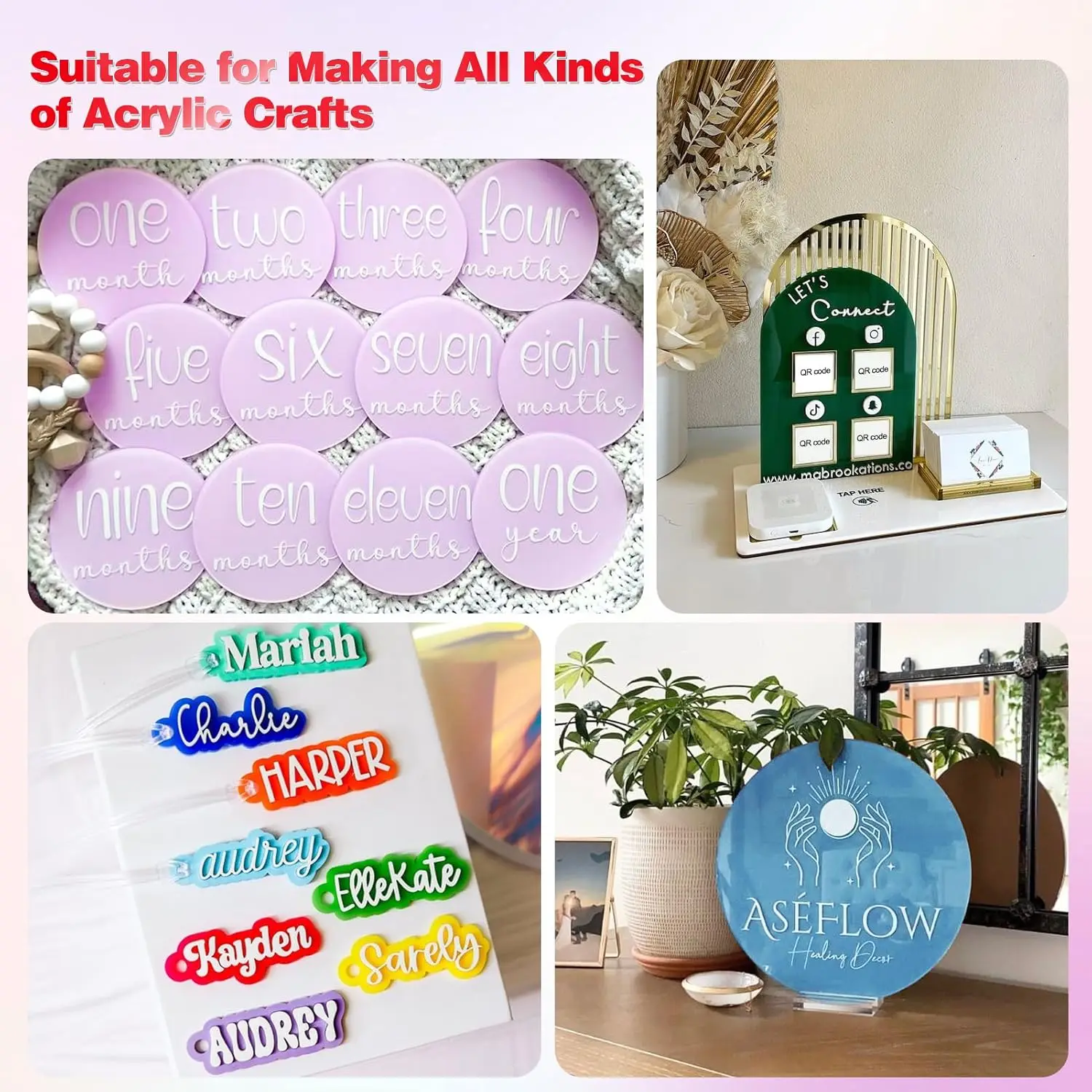 Acrylic Sheets 3 mm for Laser Cutting, Opaque Acrylic Sheets Acrylic Panel with Protective Paper for Laser Engraving DIY Crafts