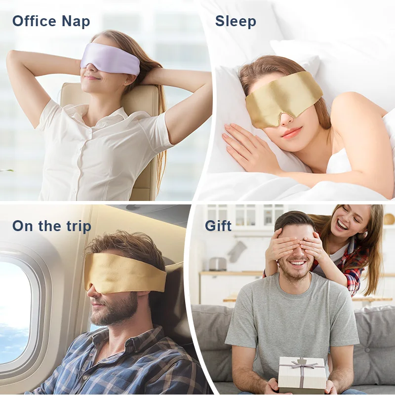 Extra Large Adjustable Strap Soft Satin Blindfold Eye Mask Comfortable Eye Health Supply for Travel Yoga Nap Shift Work