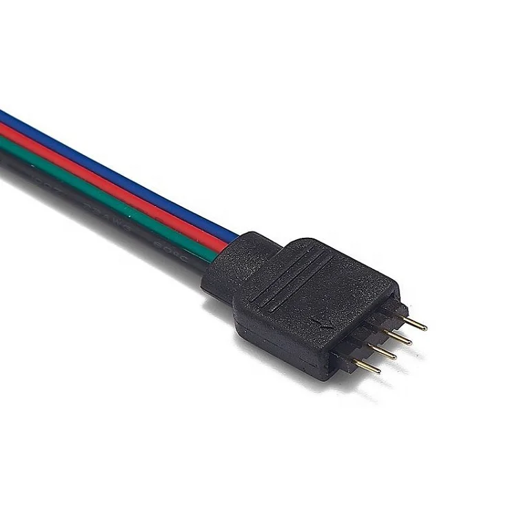 24V Led Strip Light 4 Pins RGB Connector plug power Splitter Cable 4pin needle female Connector wire 22AWG