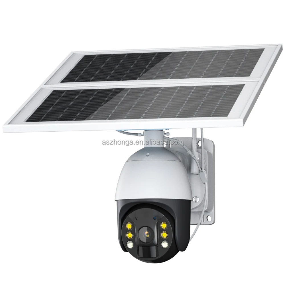 4G SIM Card 20W Solar Panel Security IP Camera PTZ Dome Battery Surveillance Cam PIR AI Human Detection Color Night Vision