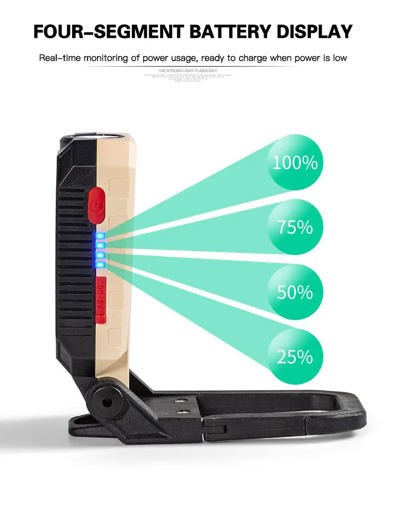 USB Rechargeable COB Folding Work Light 4 Modes T6 LED Camping Flashlight Torch Lantern Emergency Light Magnetic Car Inspection