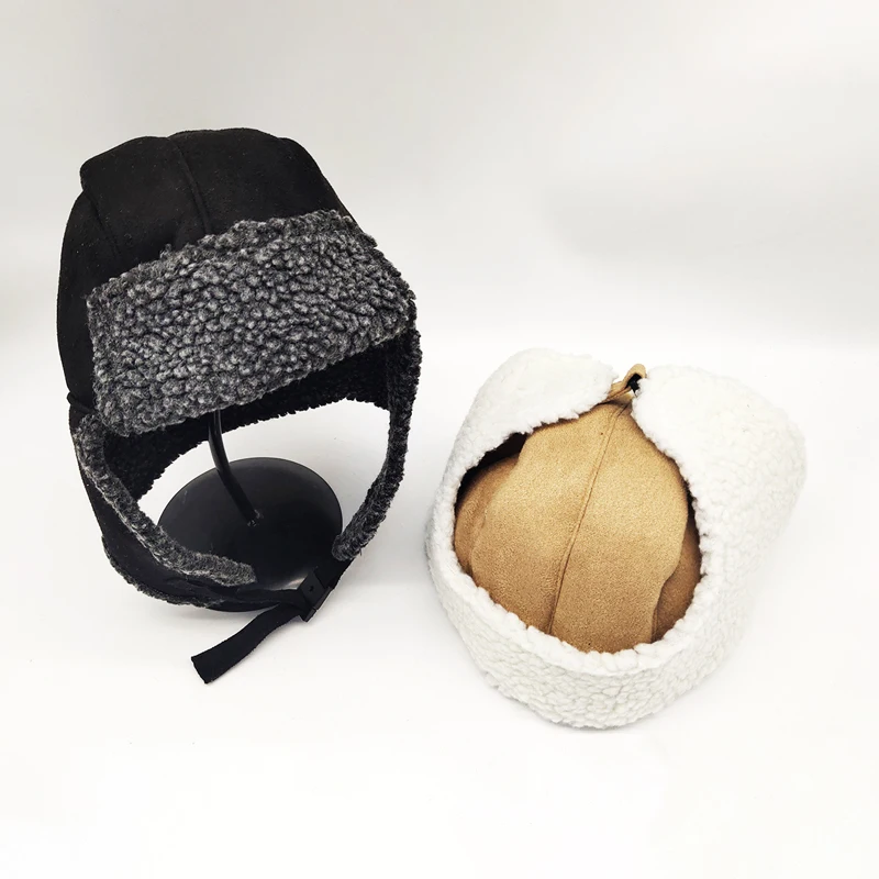 2021 new style custom logo winter hats for kids warm velvet knitted hat with ears wool beanie knit hat for baby