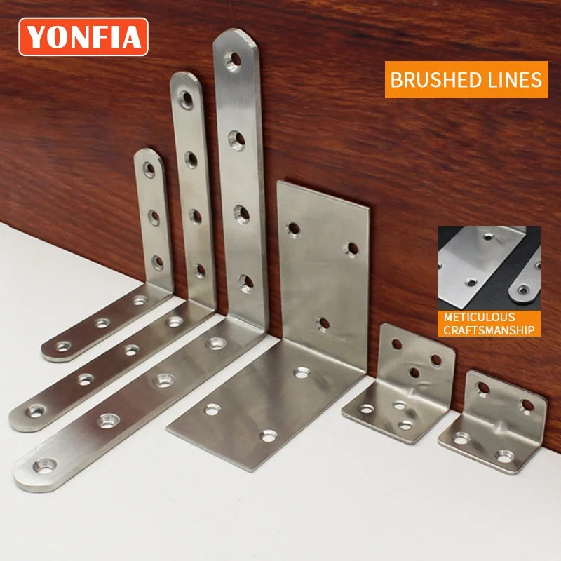 YONFIA 9004 Round Triangle Stainless Steel Furniture Corner Connector Wall Mount Shelf Bracket Joint Brace Heavy Bracket Support
