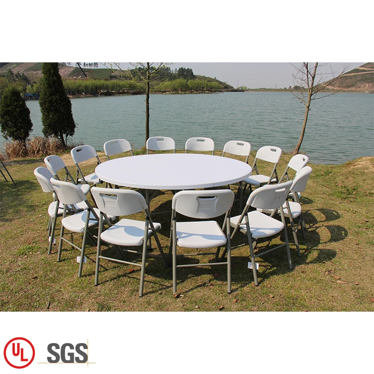 Modern design outdoor folding table banquet white folding plastic round table for sale