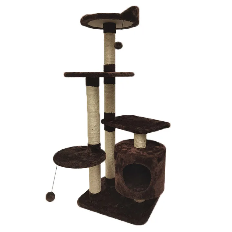 High Quality luxury Pets Sisal Climbing Scratch Pet Small Wood Condo Furniture Scratching Post Cat Tree Tower