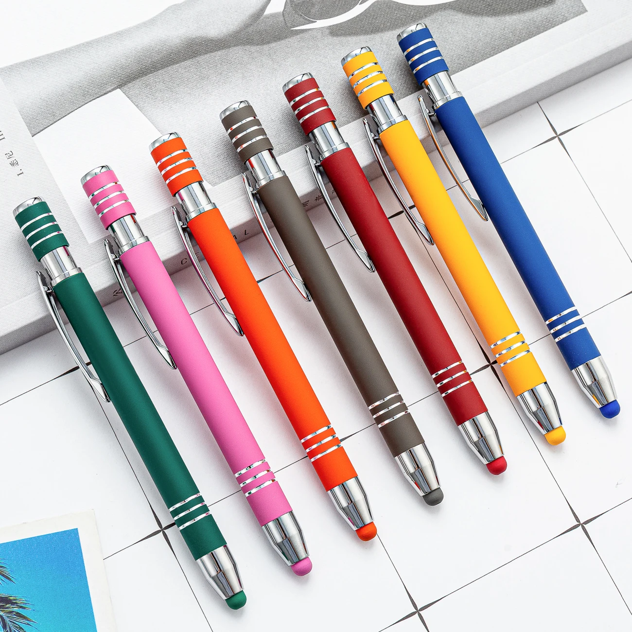 2022 Wholesale Aluminium Ball Pens With Personalised Promotional Custom Logo Screen Touch Pen 2 In 1