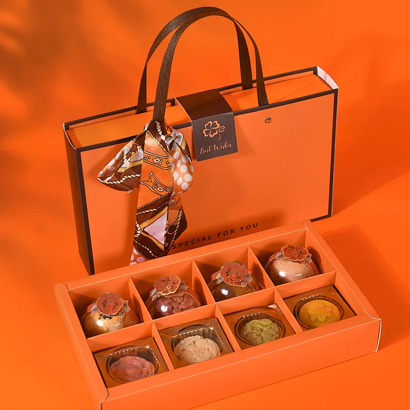 custom logo paper moon cake box packaging with handle top quality bakery packaging box boxes for cakes packing