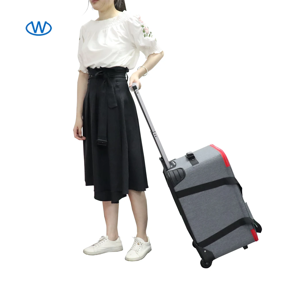 Customized hard non-woven fabric shell zipper luggage multi size travel trolley case 4 wheels portable  carry on suitcase