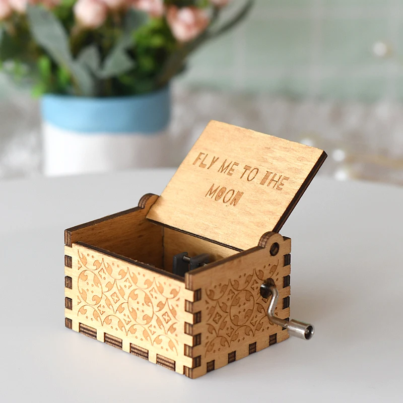 Taizhiyi Fly Me to The Moon Brown 3D Мини Музыкальная шкатулка с ручкой Тема фильма
