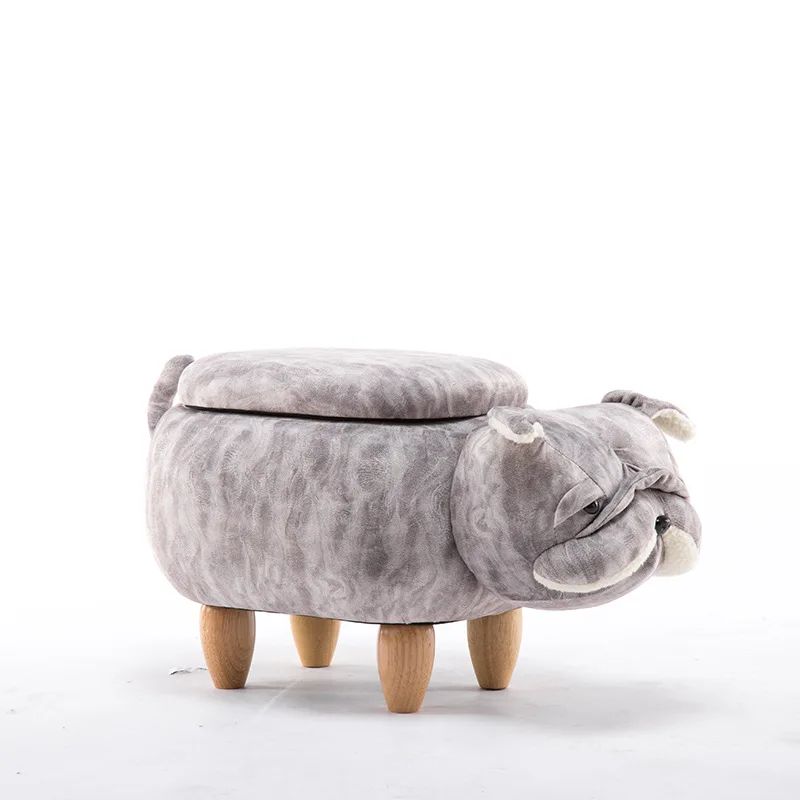 Hot Selling Wholesale Leather Bull Dinosaur Elephant Pig Shape Shoe Sofa Kids Wooden Foots Animal Stool for Kids Children