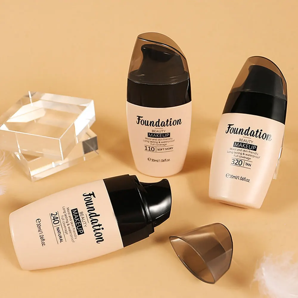 Custom Liquid Foundation Full Concealer Waterproof Base Brighten Whitening Cover Dark Circles Matte Private Label Foundation