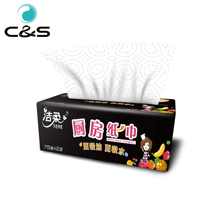 
Low Price Oil Cleaning Tissue 2 Layer Water Absorbing Kitchen Paper Towel 