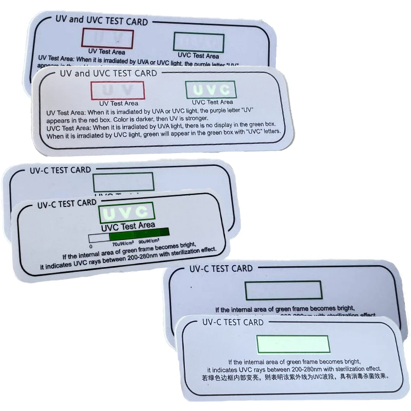 UVC Light Test Card with UV Intensity Strip Sensitive to UVA/UVB/UVC Light