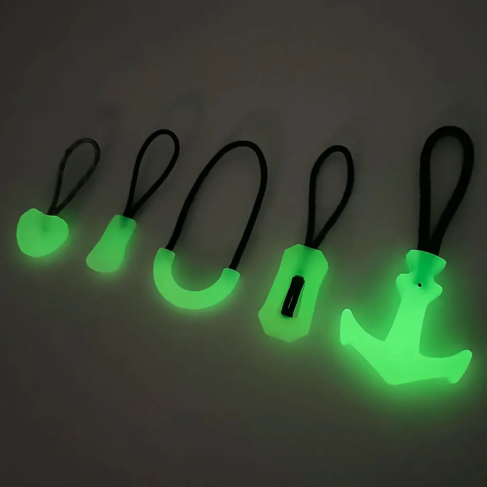 Free Sample Luminous Zipper Puller Plastic Rope Zipper Rubber Puller For Fashion Jacket