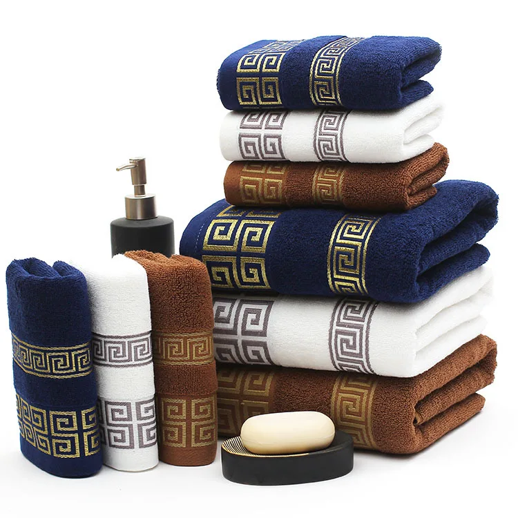 wholesale custom cheap luxury checkered cotton bathroom face towel set