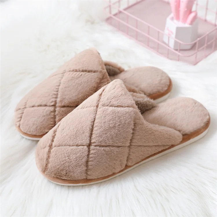 Горячая Распродажа ромбовидная изоляция плюшевая шерсть домашняя мягкая подошва пара новые хлопковые зимние теплые тапочки зимние тапочки для дома