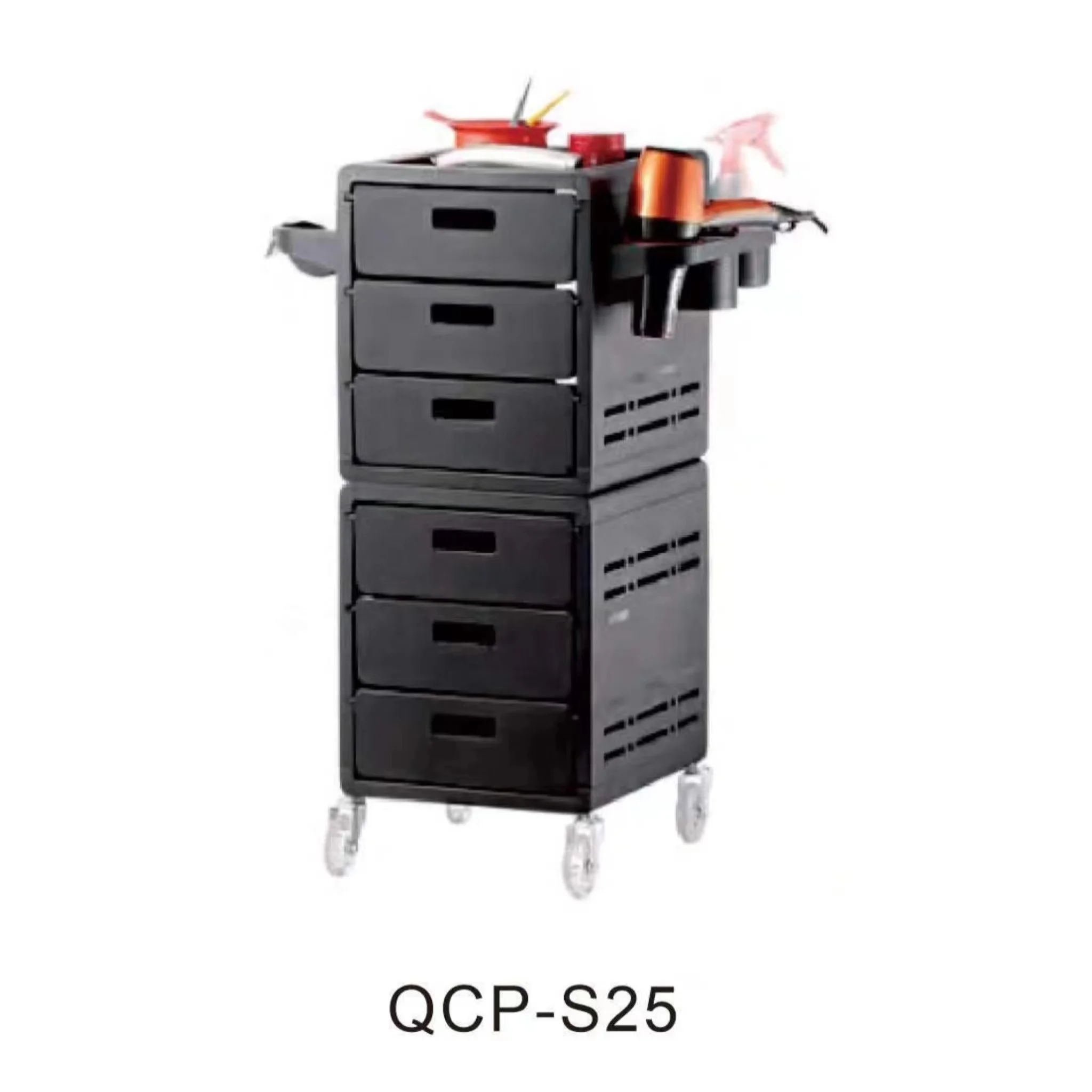QCP-S25 Hairdresser Equip Black Salon Furniture Salon Equipment Trolly For Salon Beauty Trolley