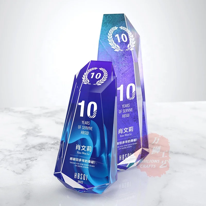 High Quality Color Printing Customise Crystal Trophy K9 Chrystal Glass Award For Souvenir Gift TPT-10