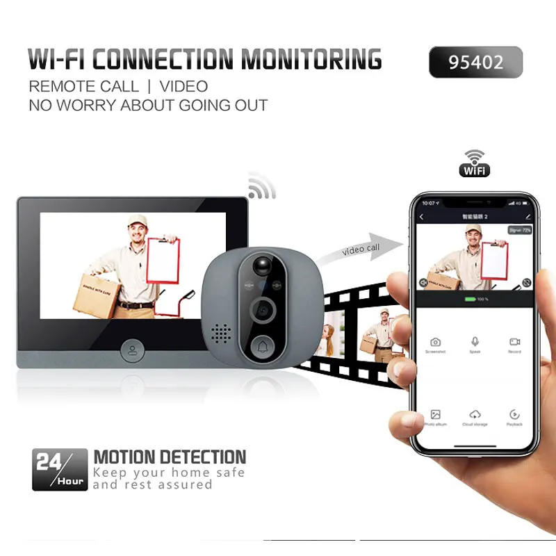 30% OFF Tuya Smart Home Security Digital Door Phone Low Power Intercom Doorbell Camera With Peephole