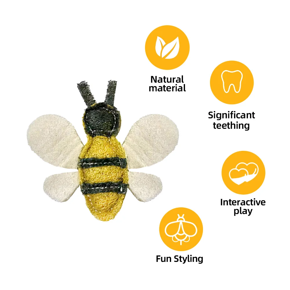 Factory Natural Loofah Colored Pet Rabbit Chew Toys Little Bee Bumblebee Shaped Hamster Chinchilla Chew Toys