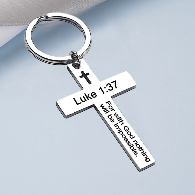 Christian Gifts for Baptism Jesus Cross bible verse keychain Inspirational Bible Verse Religious Baptism guardian angel keychain
