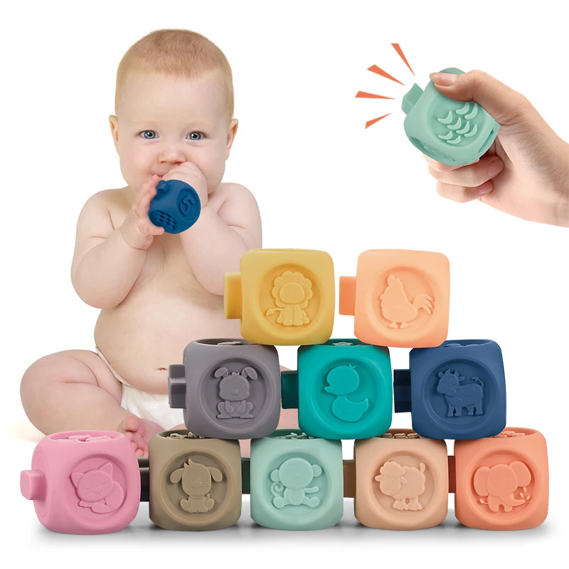 baby soft toys sensory silicone educational building blocks 3d hanging ball babies rubber teether squeeze bath toys for toddlers